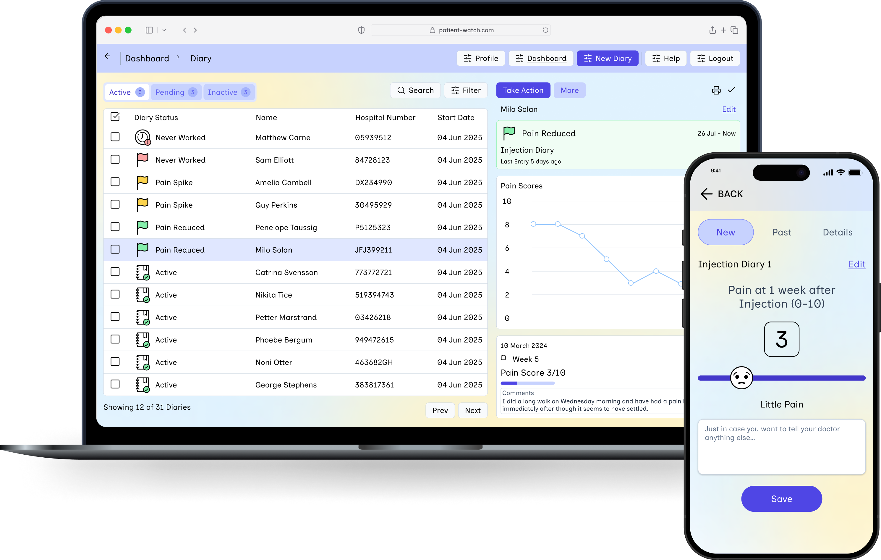 Desktop and Mobile Patient Watch Software